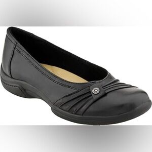 Earth Mason Black Leather Ballet Flats Round Toe Slip On Comfort Shoes Sz 8.5